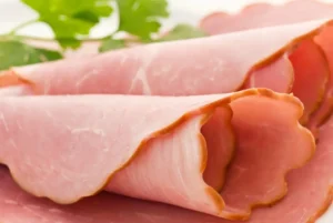 Cooked, chilled and sliced deli ham