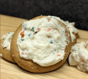 Confetti icing on a cookie