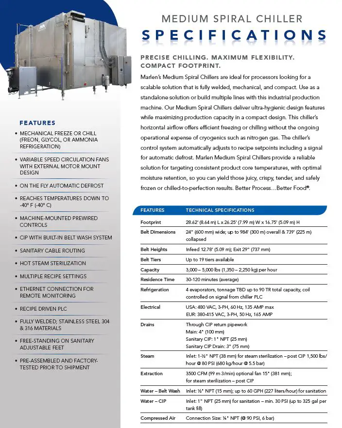 Thumbnail: Medium Spiral Chiller Spec Sheet