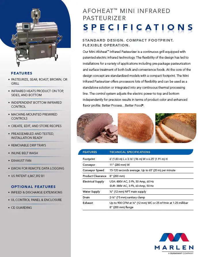 Thumbnail: Afoheat Mini Infrared Pasteurizer Spec Sheet
