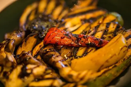 Grill marked peppers after going through a CircFood Flame Grill