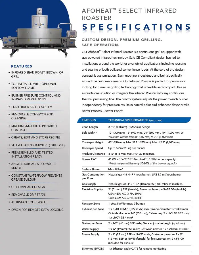 Thumbnail: Afoheat Select Infrared Roaster Spec Sheet