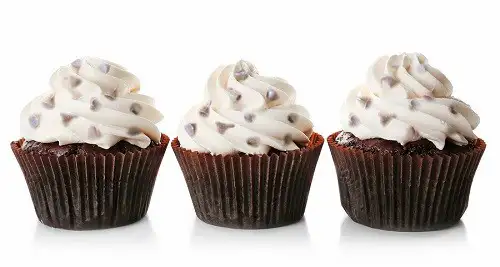 Chocolate cupcakes with white frosting