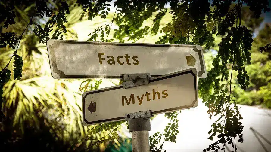 Facts and myths directional sign