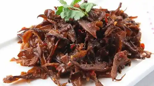 Pile of mushroom jerky