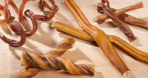 A variety of dehydrated pet treats
